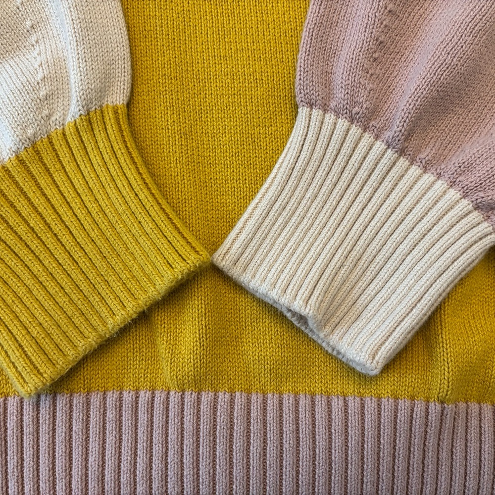 Back Beat Company Colorblock Turtleneck Sweater - Yellow, Pink, and Ivory - Picture 6 of 11